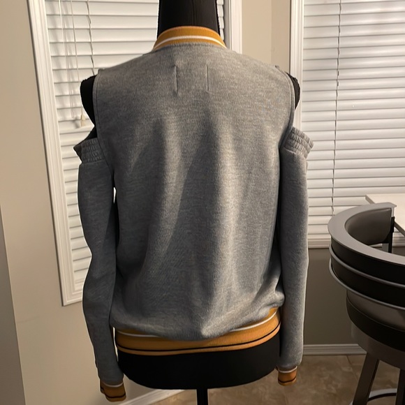 Trouvé Cold Shoulder Knit Bomber Jacket size small grey - Picture 4 of 9